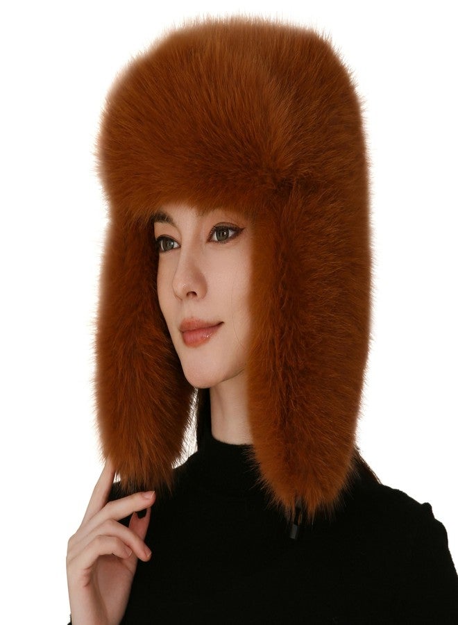 Dikoaina Fluffy Faux Fur Russian Trapper Hat with Foldable Ears - Winter Warm Fuzzy Cossack Hat for Women Men (Brown-New) - Image 1